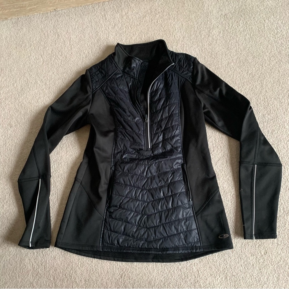 Champion Women's Black Duo Dry Half Zip Reflective Venture Jacket (Size Large)